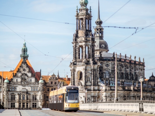 Dresden offers a variety of sights. The Brühl Terrace, a 930-meter-long promenade above the banks of the Elbe, is just one example. The Theaterplatz, surrounded by Dresden's most famous buildings: the Catholic Court Church, the Palace, the Semper Opera House and the Zwinger with the Crown Gate. The Zwinger houses, among other things, the Old Masters Picture Gallery with 650 paintings, including Raphael's 