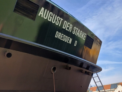 Heck August der Starke Das Heck vom Motorschiff