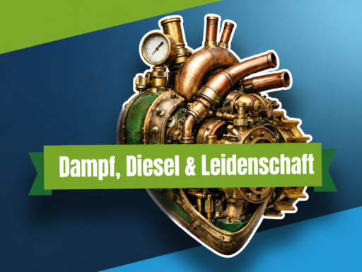 Das Bild zeigt ein Herz aus Metall, welches von einem Banner teils verdeckt wir auf welchem der Titel der Fahrt 